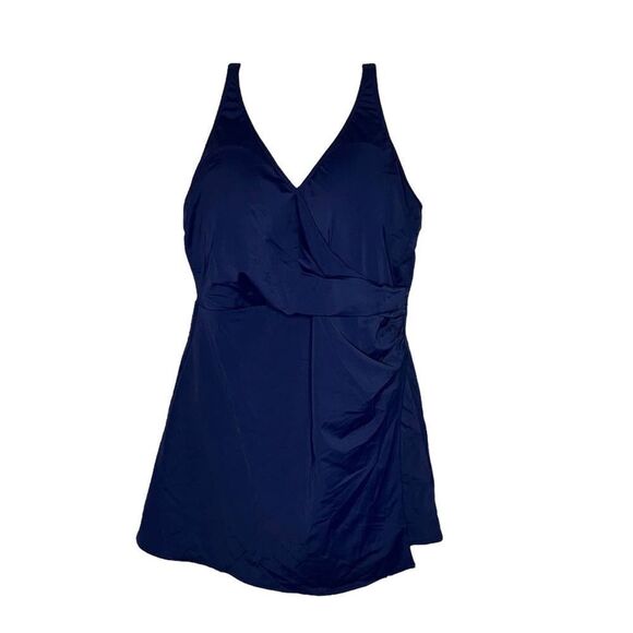Denim &amp; Co Beach V-Neck Wrap Front Swim Dress - Picture 5 of 6